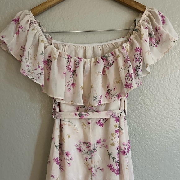 NWOT Amazing Moment Light Pink Floral Print Off-the-Shoulder Dress - Picture 9 of 9